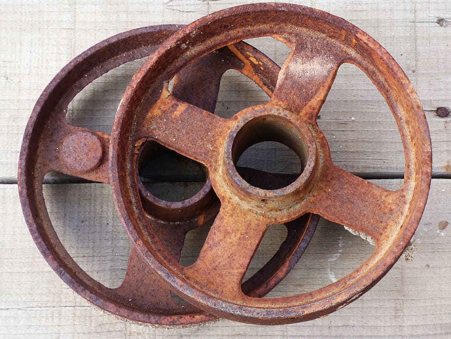 pulley, mechanism, vintage, iron, rusty, wheel, cast iron, indoors, day, close-up