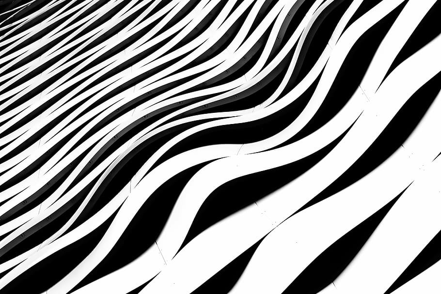 blanco, negro, ola, gráfico, arte, abstracto, blanco y negro, rayado, patrón, color negro