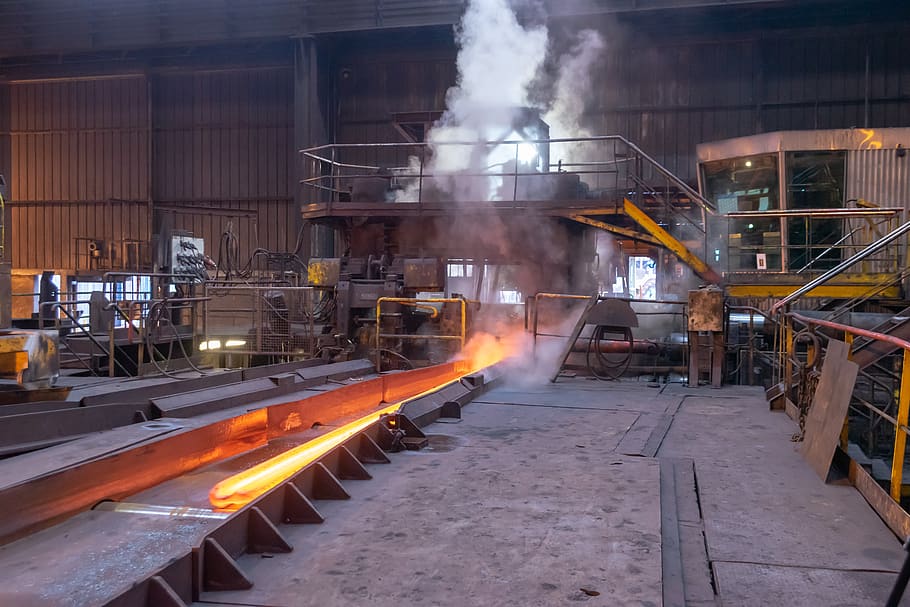 steel, industry, factory, rail making, hot, machines, rolling, mill, metal, industrial