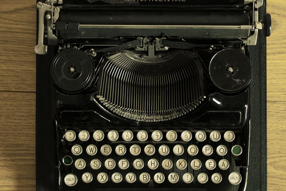 top-view photography, black, typewriter, top, view, photography, writer, vintage, old, type