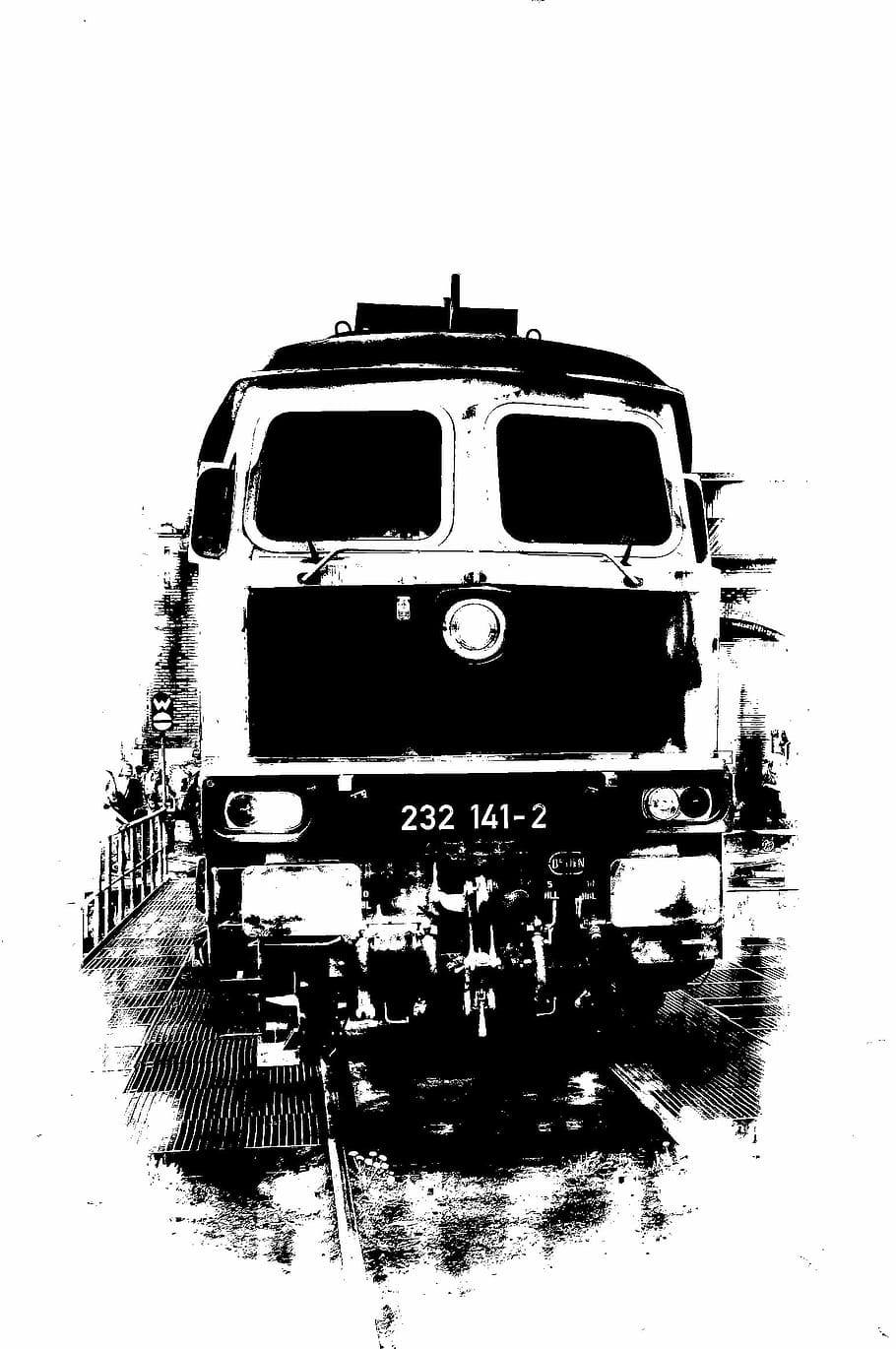 Locomotora diésel, monocromo, ferrocarril, transporte, tráfico ferroviario, tren, vehículos, medios de transporte público, blanco y negro, vía férrea