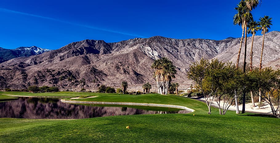 Indian Canyon Golf Resort, Indian, Canyon, Golf Resort, campo de golf, greens, montañas, palm springs, california, hdr