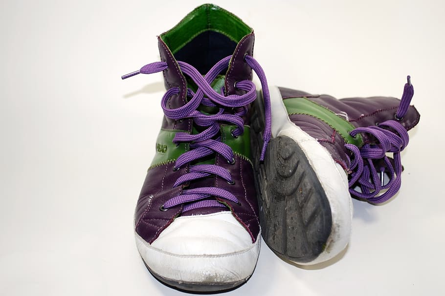 purple, green, sneakers, shoes, sporty, shoe, indoors, studio shot, clothing, pink color