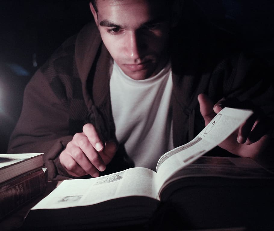 reading, the book, look, science, publication, book, young adult, one person, holding, front view