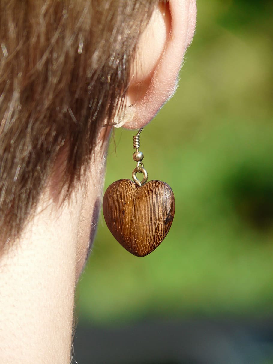 women, heart hook earrings, women's, heart, hook, earrings, earring, wood earring, wood jewelry, woman