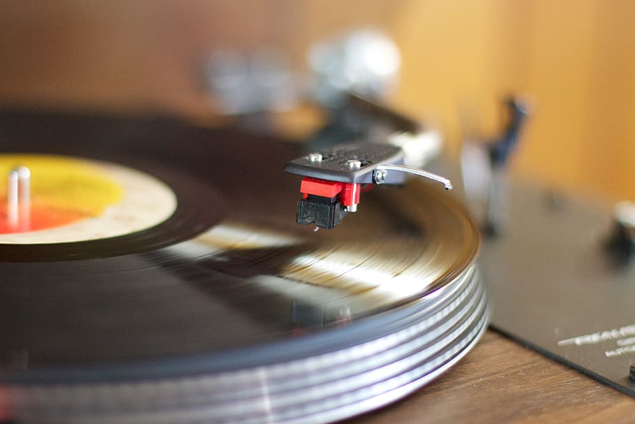 Drop, Groove, selective-focus, photograph, vinyl, record, player, turntable, music, retro styled