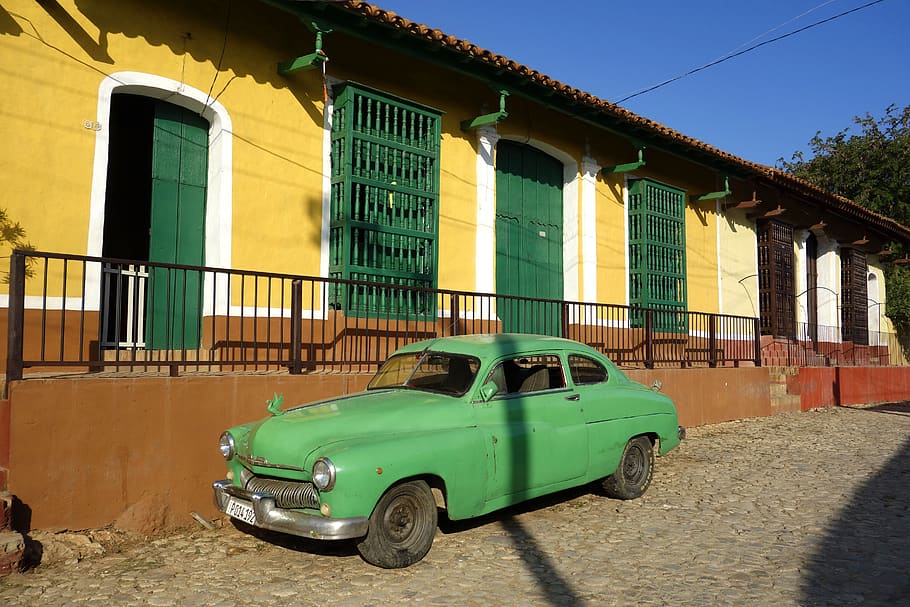 cuba, havana, trinidad, auto, oldtimer, sun, caribbean, tropics, wall, vehicle