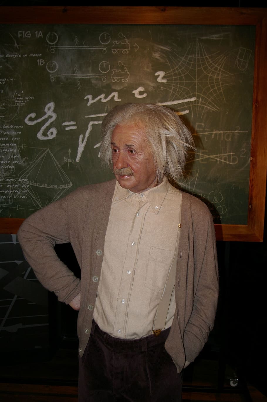 traje de albert einstein, Figura de cera, Berlín, Einstein, aula, educación, personas, una persona, aprendizaje, profesor