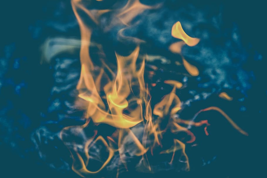 ainda, fogo, chamas, queimando, carbonizado, bonito, luz, bokeh, movimento, natureza