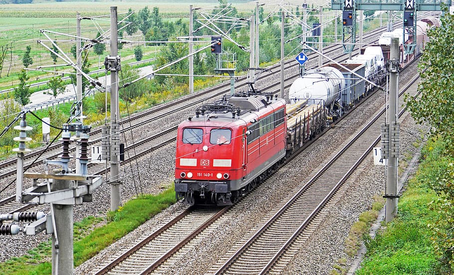 鉄道, oberrheinトラック, viergleisig, appenweier, 貨物列車, 電気機関車, br151, br 151, db, dbag
