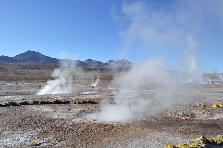geysers, atacama desert, chile, geology, physical geography, landscape, smoke - physical structure, heat - temperature, hot spring, steam