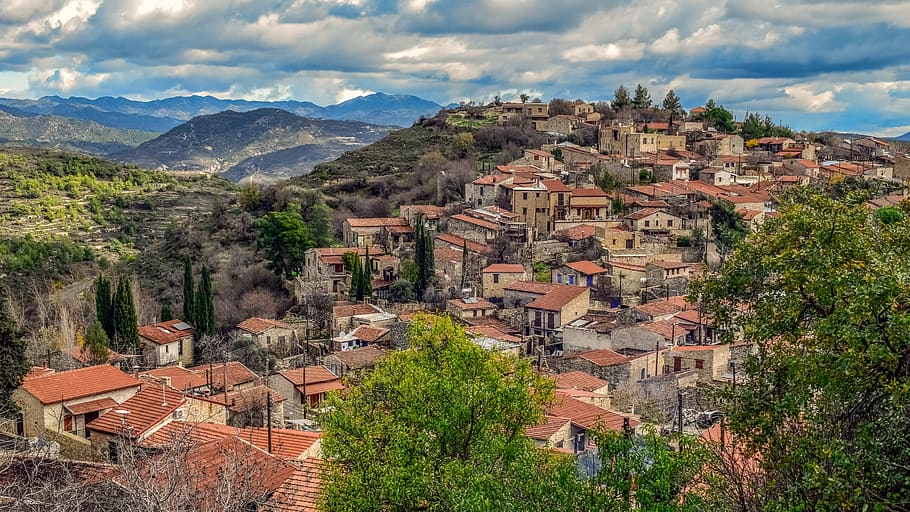cyprus, lofou, village, panoramic view, panorama, architecture, traditional, troodos, mountains, landscape