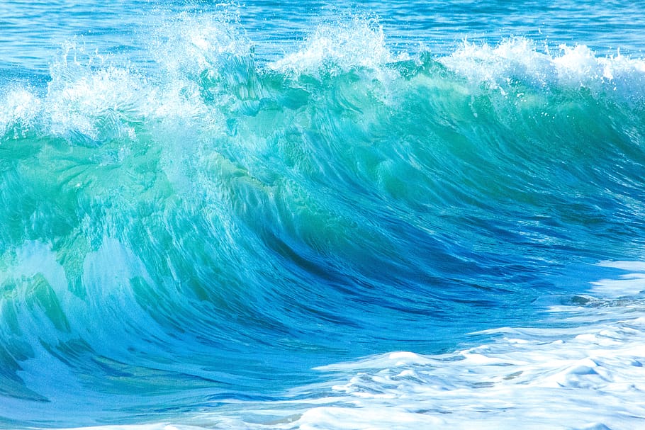ola, océano, mar, chapoteo, agua azul, agua, azul, belleza en la naturaleza, fotograma completo, movimiento
