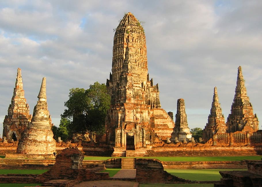 ruínas, Wat Chaiwatthanaram, Ayutthaya, Tailândia, antiga, fotos, domínio público, budismo, ásia, templo - Edifício