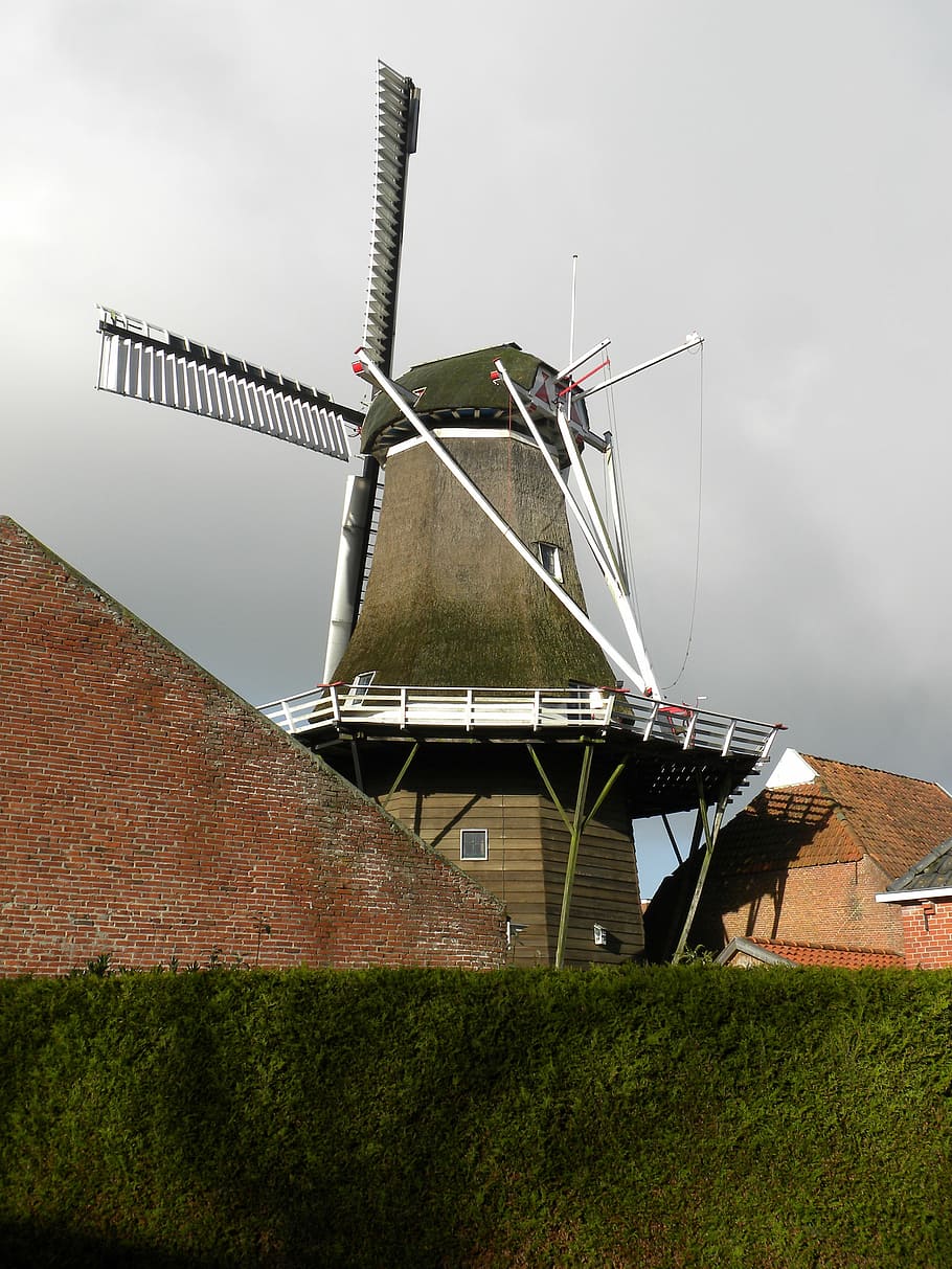 holland, mill, netherlands, historic mill, dutch mill, groningen, fuel and power generation, sky, renewable energy, alternative energy