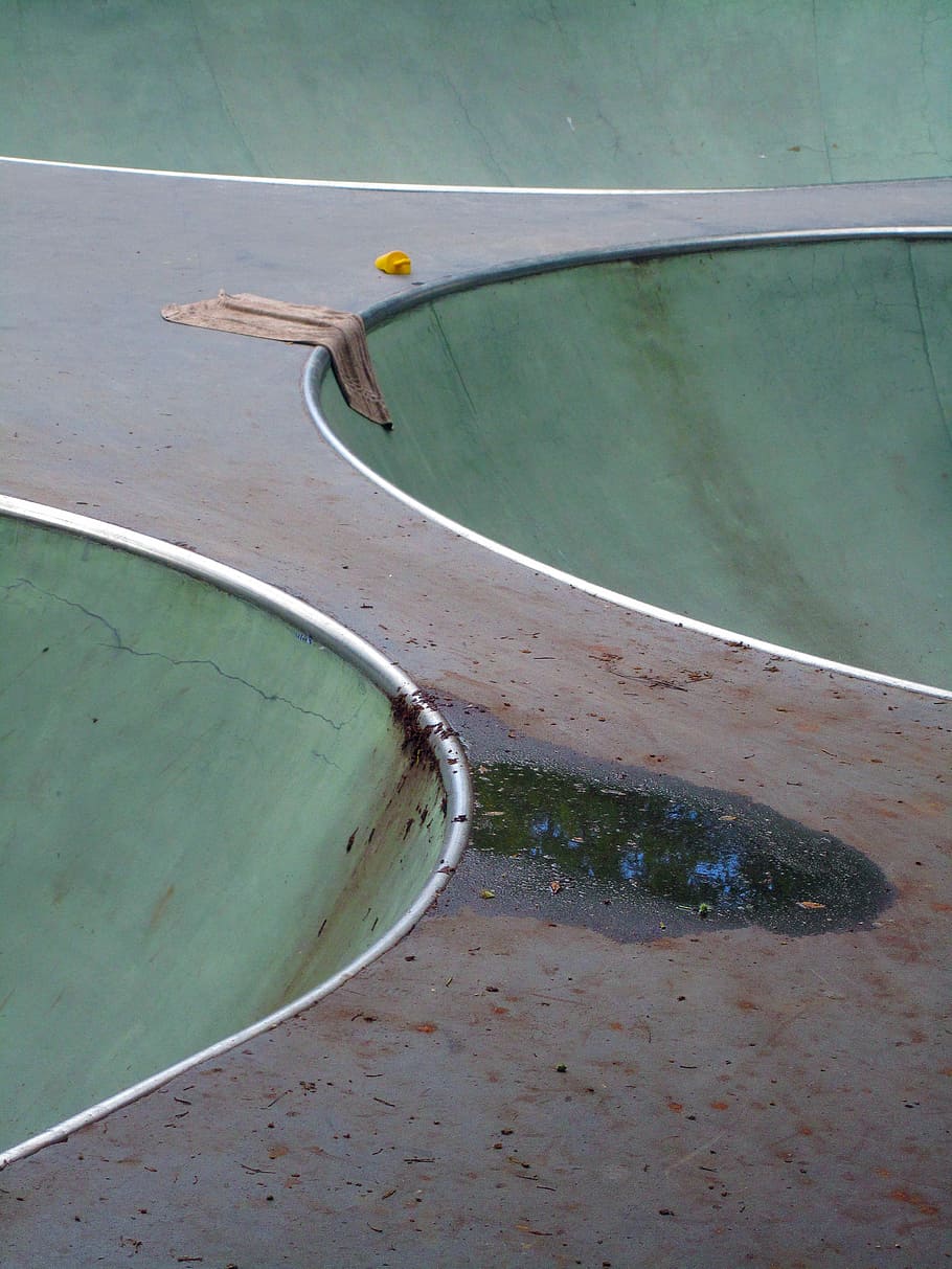 Skate Park, Composition, Bowl, Dirt, Wet, abstract, water, day, high angle view, outdoors