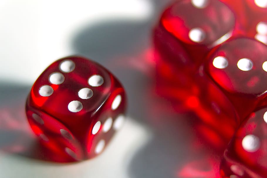 shot, red, playing, dice game, Closeup, dice, game, various, business, gambling
