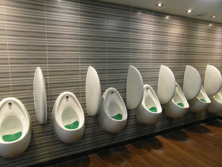 white, automatic, urinary, lot, urinal, toilet, gents, pee, male, bathroom
