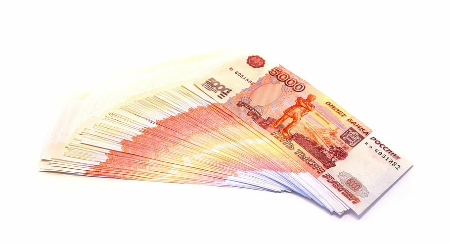 веер банкнот, деньги, рубль, миллион рублей, купюры, 5000, валюта, россия, бизнес, бумажная валюта