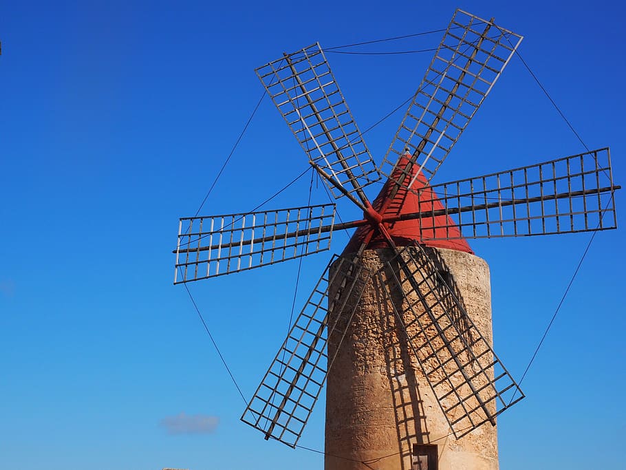 windmill, mill, wind power, algaida, mallorca, landmark, places of interest, technical building, building, architecture
