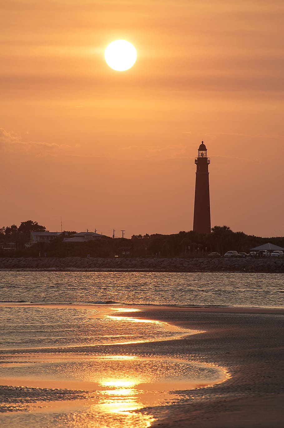 lighthouse, ponce inlet, ocean, sky, sunset, florida, beach, coast, landmark, atlantic