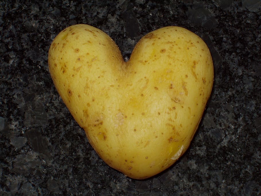 heart, potato, stone, eat, hybrid, heart shape, food and drink, food, emotion, indoors