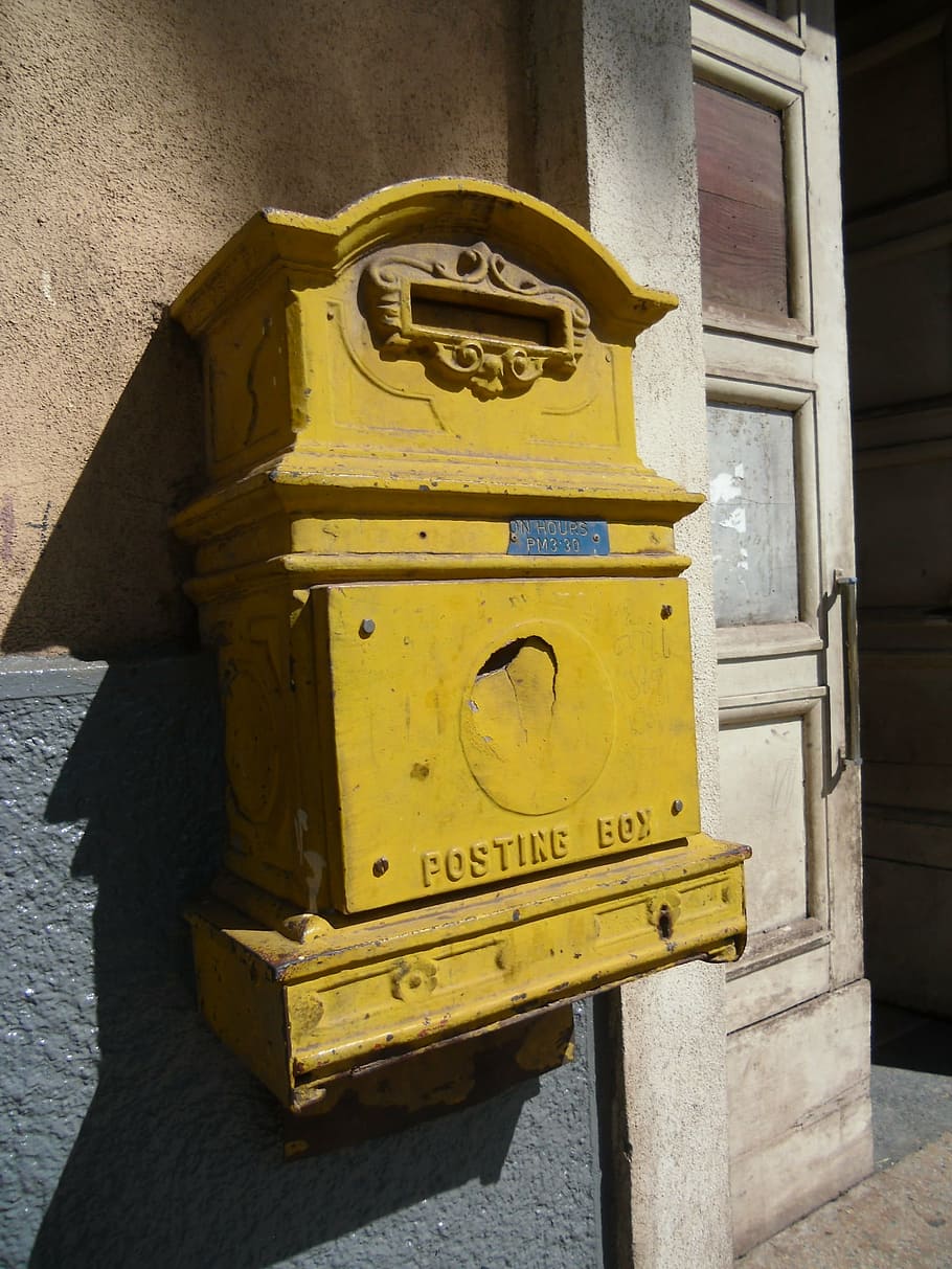 correo, eritrea, asmara, buzón, oficina de correos, amarillo, comunicación, pared - característica del edificio, arquitectura, buzón público