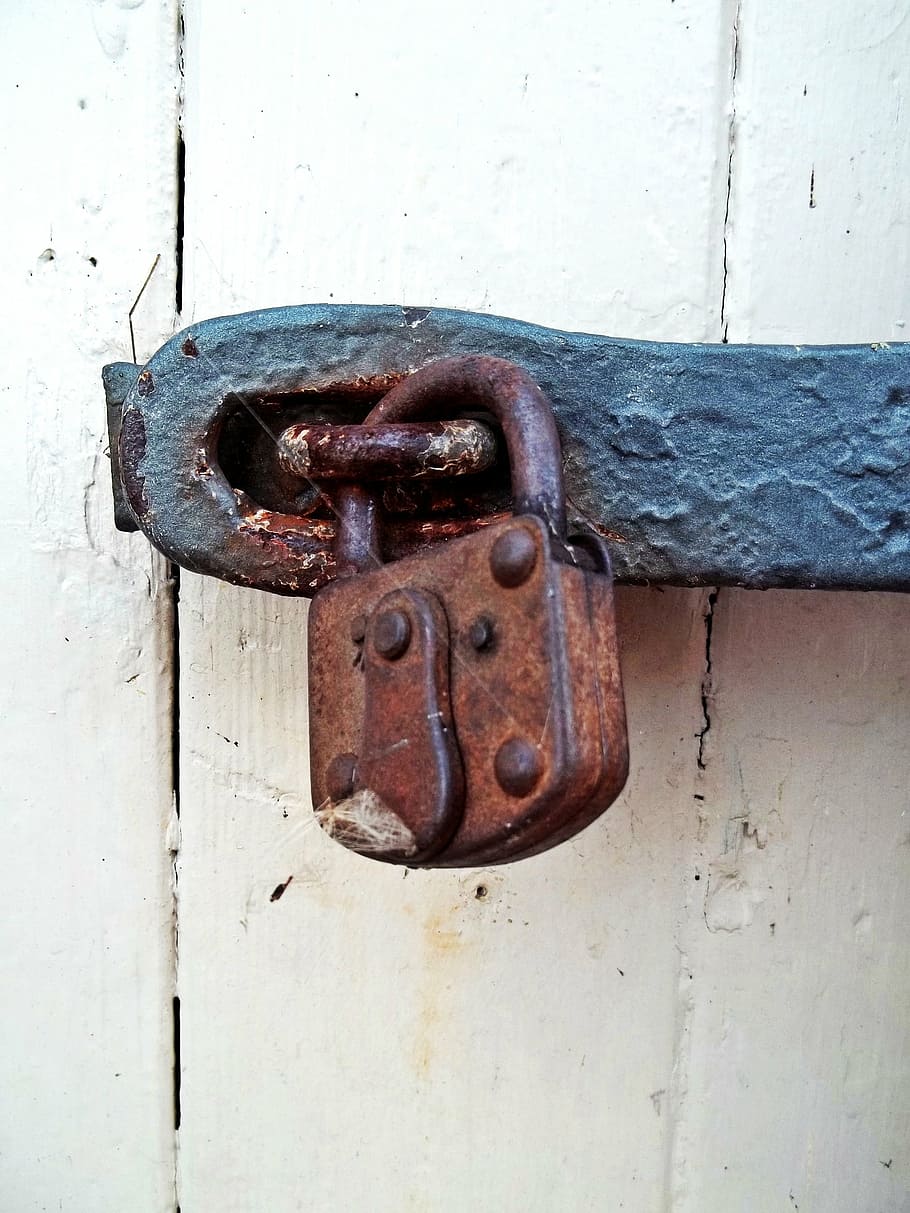 brown padlock, padlock, goal, wood, door, input, old, old door, castle, wooden gate