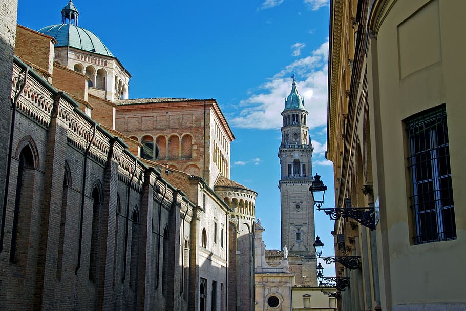 parma, cathedral of parma, piazza del duomo, campanile, belltower of san giovanni, emilia romagna, italy, church, monument, monuments