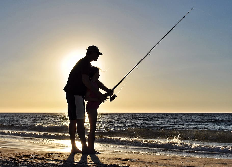 fishing, dad, daughter, sunset, nature, father, child, happiness,  fisherman, outdoor | Pxfuel
