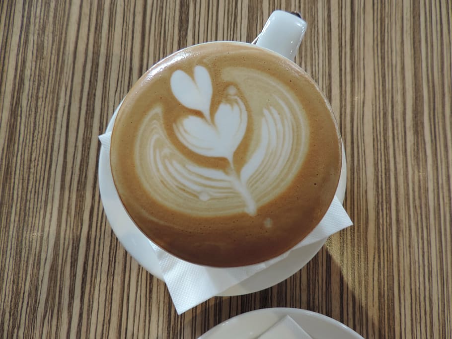 kafe, latteart, lezat, hati, makanan, cinta, seni, kopi, kopi - minuman, cangkir kopi