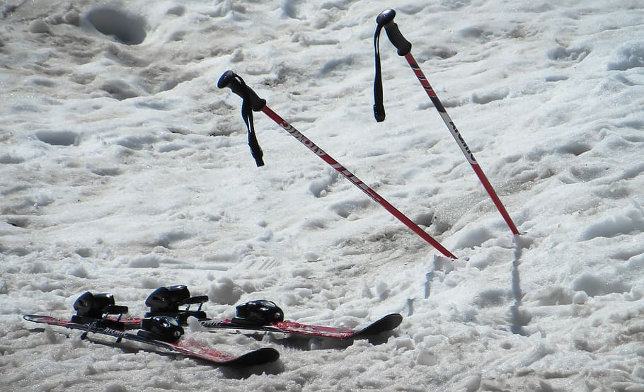 Esqui, inverno, bastões de esqui, área de esqui, esportes de inverno, pausa, neve, esporte de inverno, esporte, dia