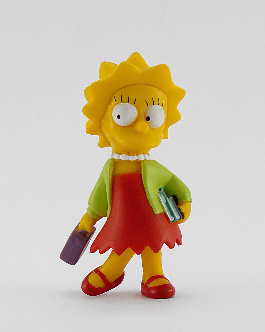Toy, Simpsons, Snowman, Doll, liza, studio shot, full length, yellow, one person, white background