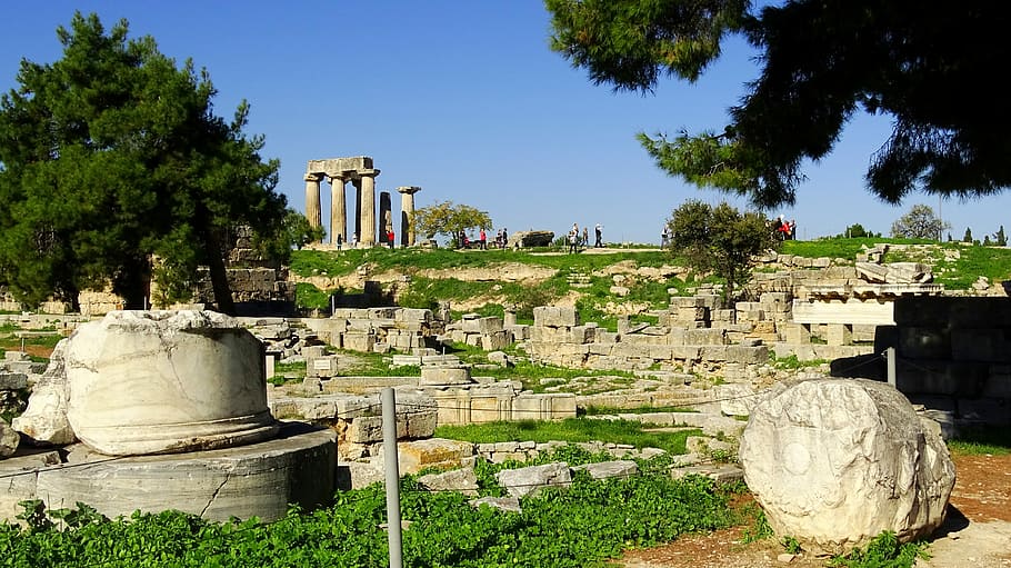 Grecia, Corinto, Antigüedad, lugares de interés, ruina, tiempos antiguos, ciudad griega, edificio antiguo, arquitectura clásica, turismo