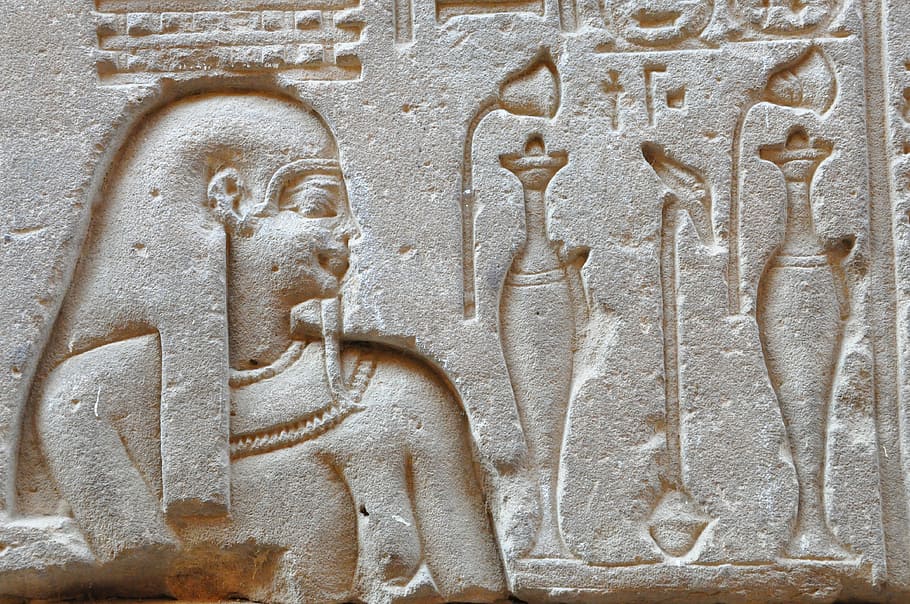 エジプトの象形文字, エジプト, 寺院, 象形文字, ファラオ, エジプトの寺院, 旅行, 彫像, 列, ピエール