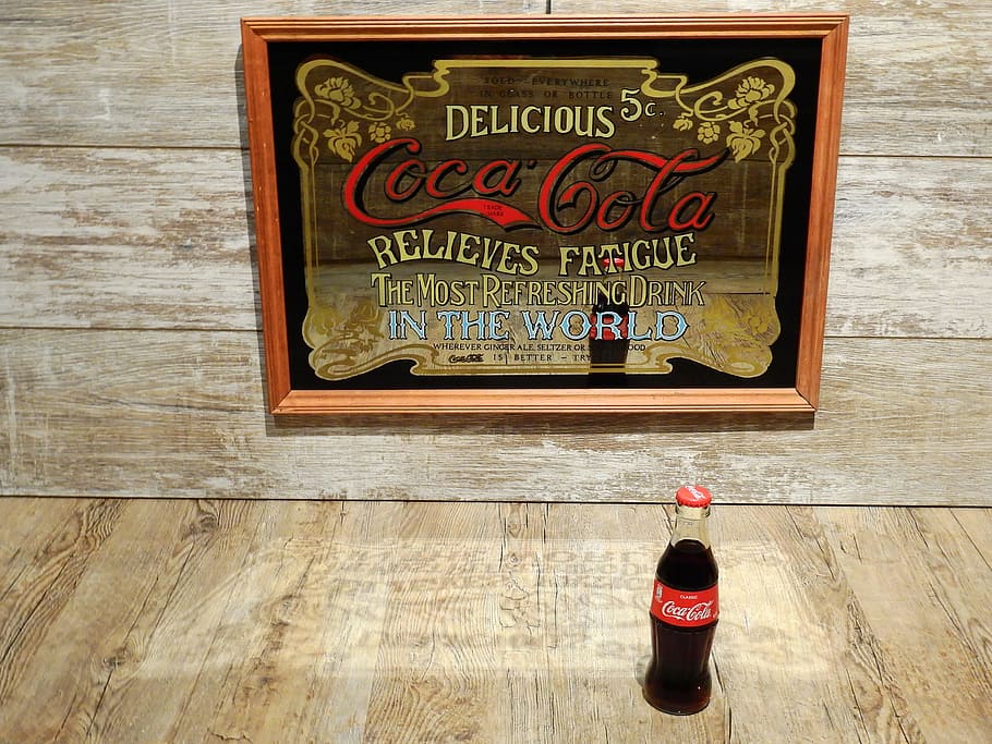 Coca Cola, Coke, Advertisement, cola, mirror, old, advertising sign, shield, advertising, logo