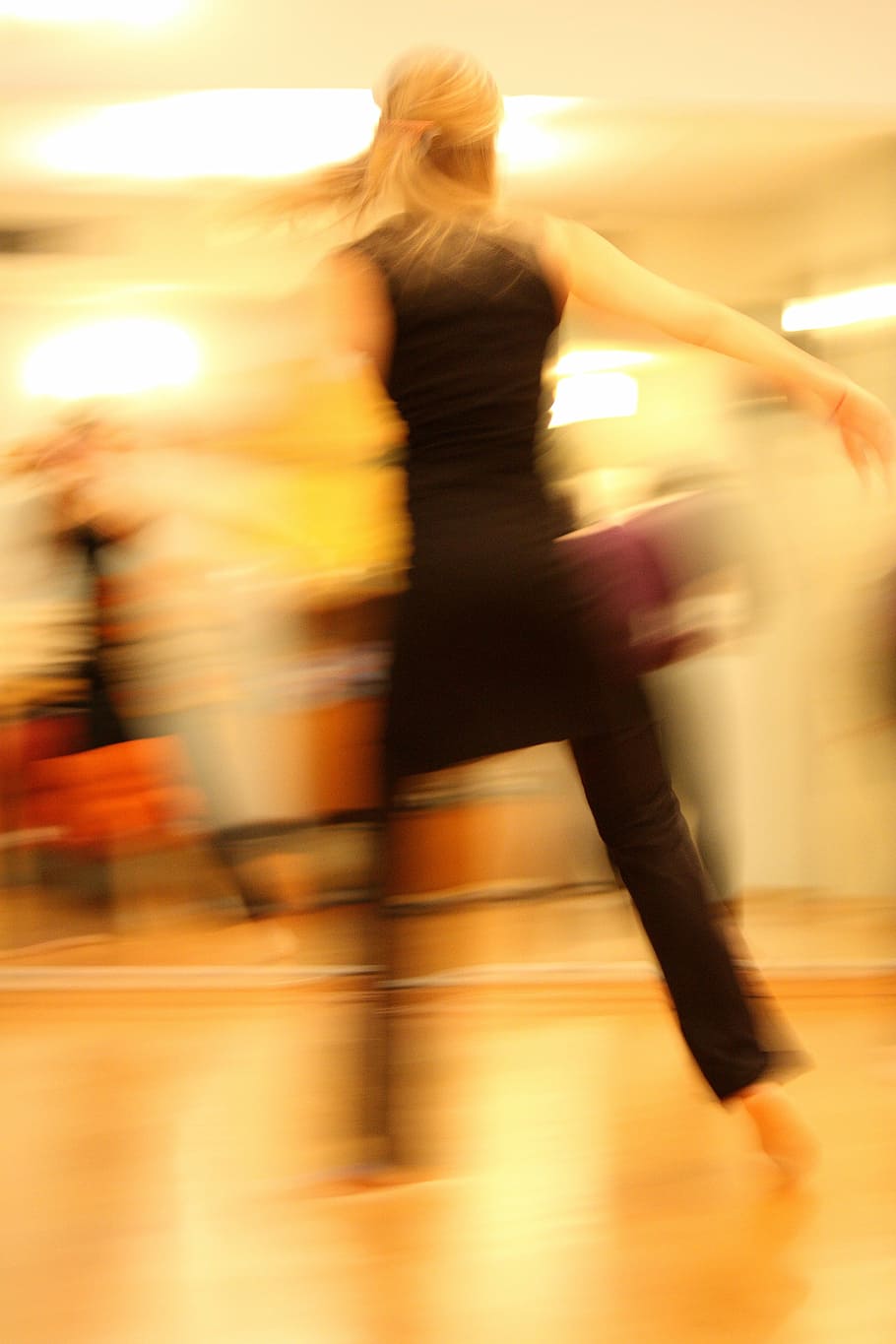 woman dancing, studio, dancing, dancers, movement, dance, women, fitness, aerobics, blurred motion