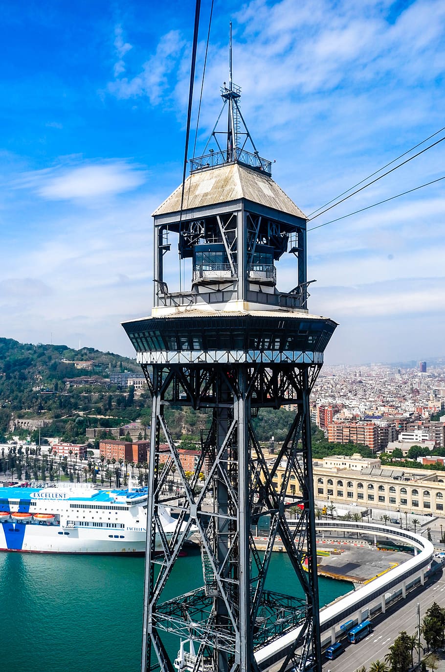 barcelona, cable car, world's fair, barca, spain, city, tourism, gondola, port, cabin