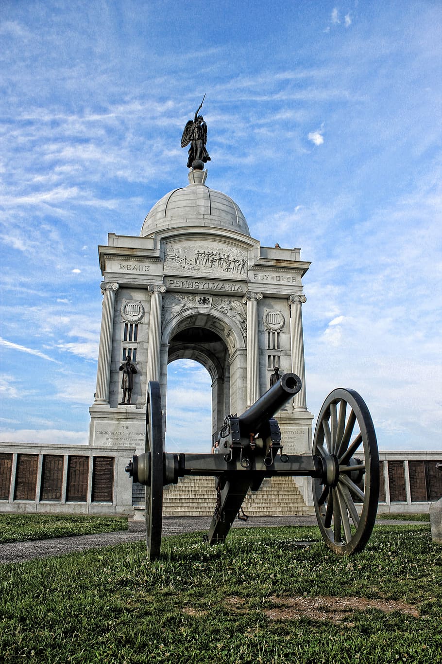 gettysburg, peringatan, patung, perang, sejarah, monumen, taman, sipil, militer, arsitektur