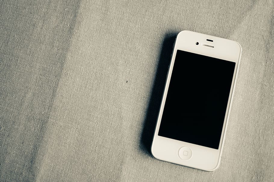 branco, iphone 4, virou, telefone celular, smartphone, móvel, telefone, sem fio, tela sensível ao toque, exibir