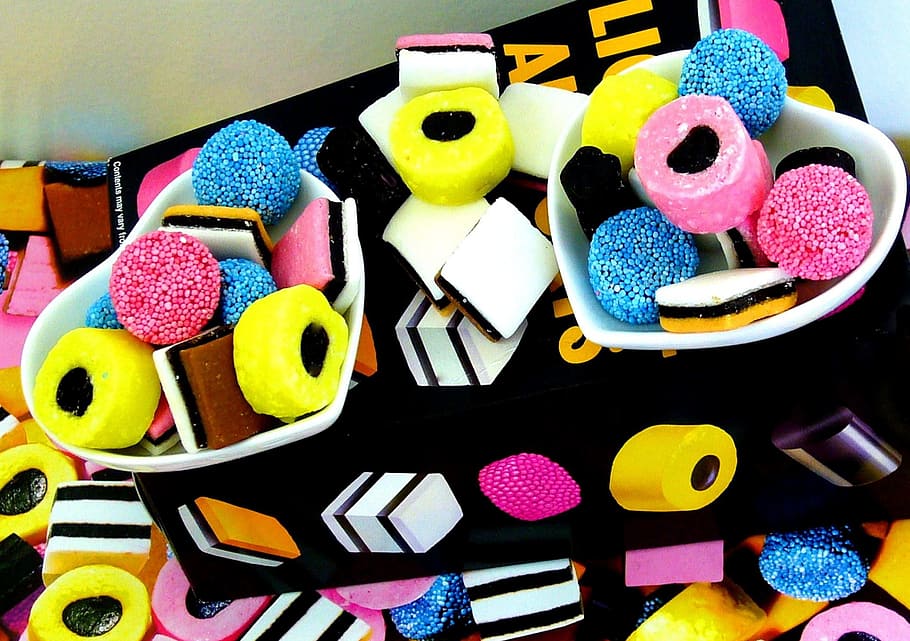 assorted-color mallows, box, Licorice, Candy, Sweets, Sugar, Treat, licorice, candy, snack, dessert