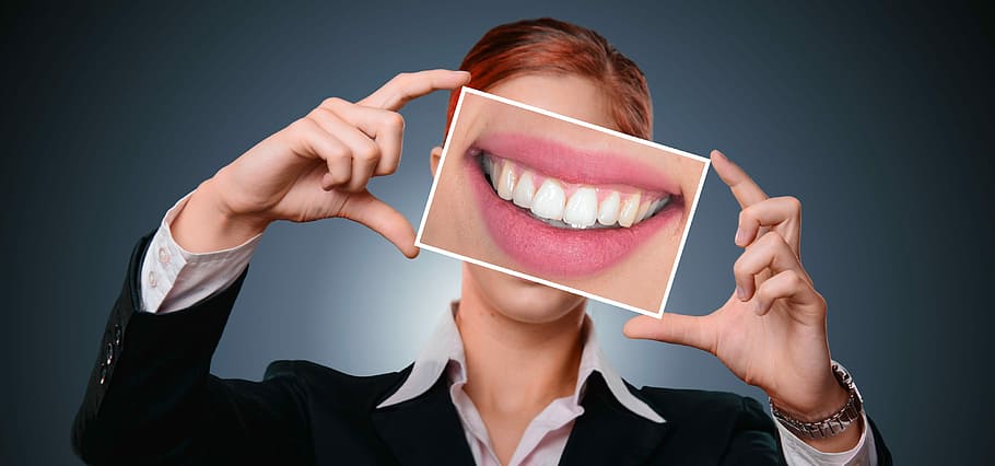 woman, holding, teeth, smile, tooth, bless you, mouth, dental care, dentist, presentation