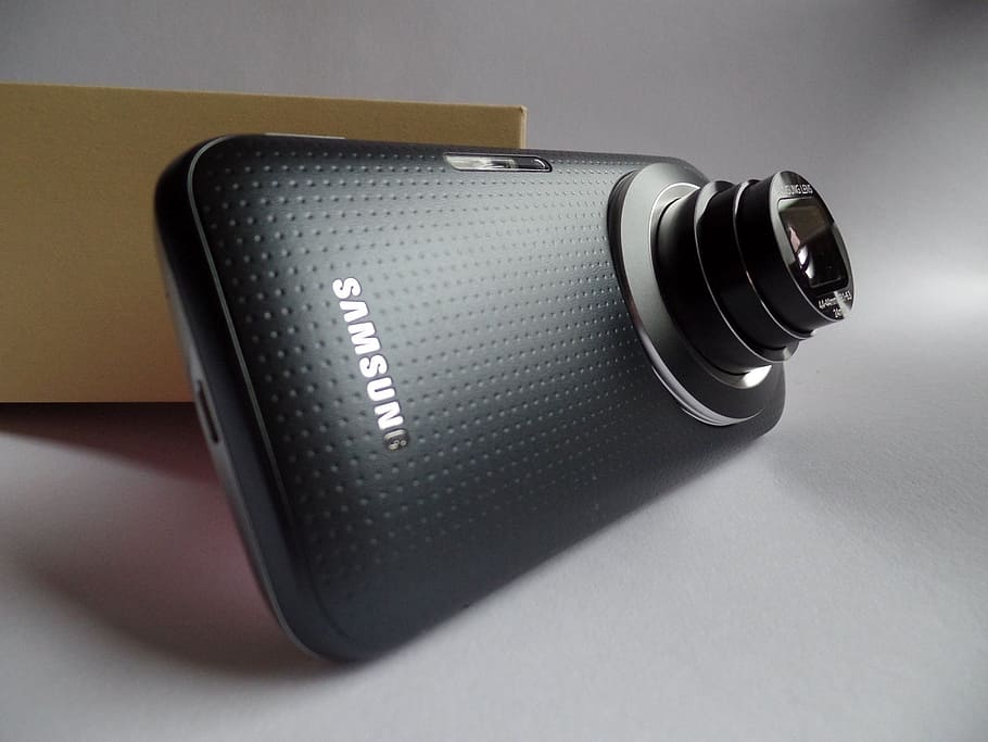 Camera Phone, Samsung, Lens, black, smartphone, android, mega pixel, black color, indoors, technology