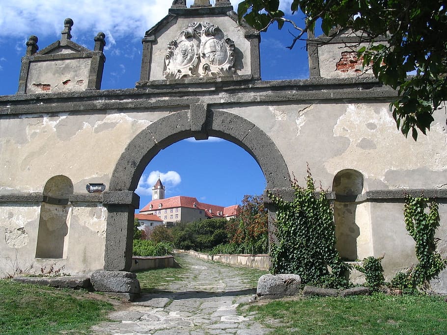 riegersburg, austria, castle, styria, gate, architecture, built structure, building exterior, plant, arch