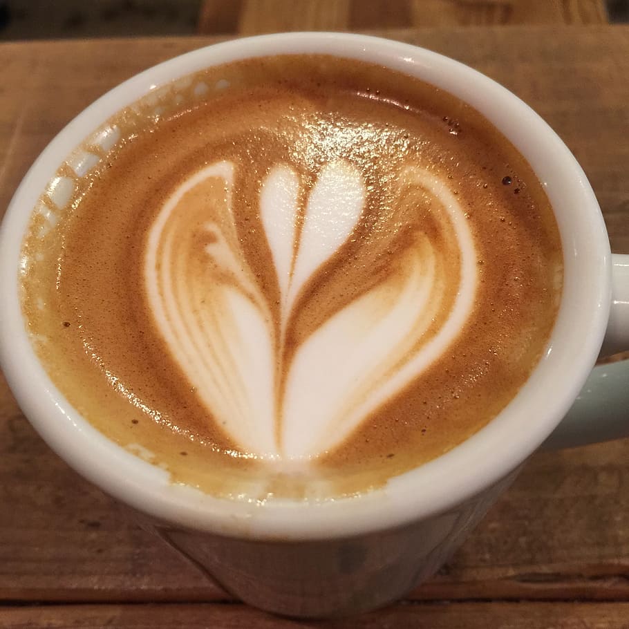 latte, seni latte, kafe, piala, bentuk, hati, oekaki, kopi - minuman, kopi, penyegaran