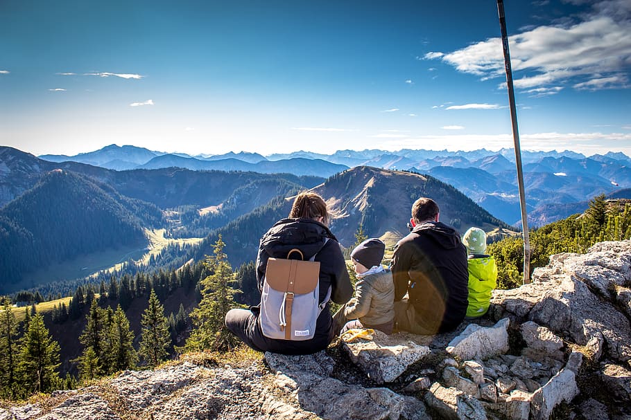 panorama, alpine, pemandangan indah, hochwald, firs, pegunungan, wallberg, puncak, keluarga, piknik