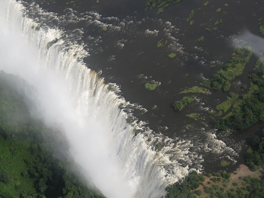 Air Terjun Victoria, Air Terjun, Zambia, alam, sungai, air, niagara Falls, pemandangan, gerakan, hari