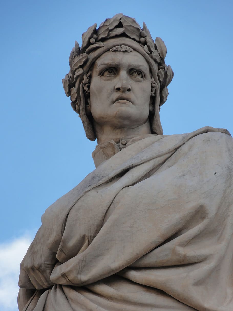 woman statue, dante, florence, alighieri, tuscany, heritage, works, duomo, statue, history