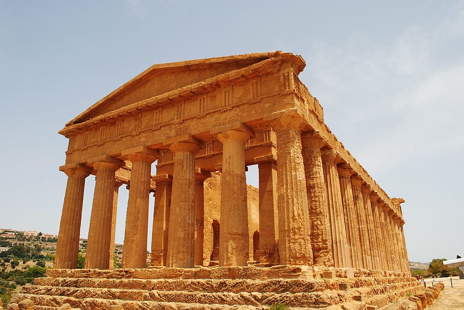 brown concrete building, italy, romans, sicilie, temple, concordia, agrigento, valley of the temples, roman empire, history