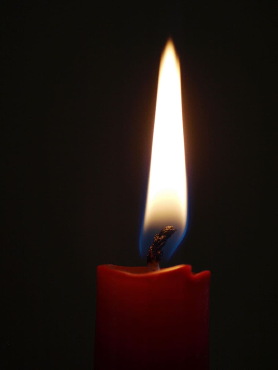 candle, wick, red, cozy, quiet, flame, light, burn, fire, burning